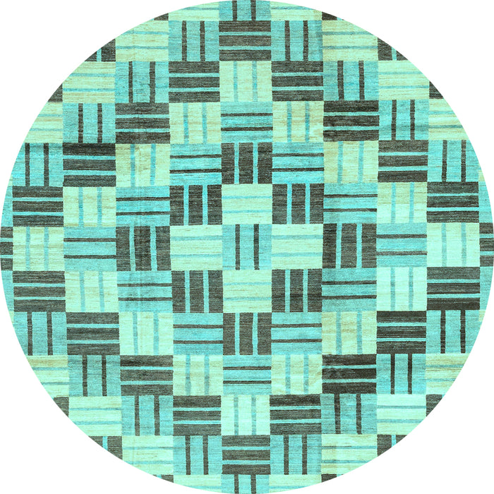 Round Machine Washable Checkered Light Blue Modern Rug, wshabs3301lblu