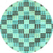 Round Machine Washable Checkered Light Blue Modern Rug, wshabs3301lblu