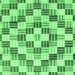 Square Machine Washable Checkered Emerald Green Modern Area Rugs, wshabs3301emgrn
