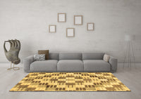 Machine Washable Checkered Brown Modern Rug, wshabs3301brn