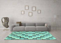 Machine Washable Checkered Light Blue Modern Rug, wshabs3301lblu