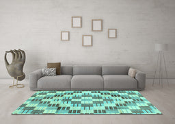 Machine Washable Checkered Light Blue Modern Rug in a Living Room, wshabs3301lblu
