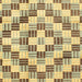 Square Abstract Chrome Gold Yellow Checkered Rug, abs3301