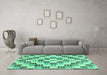 Machine Washable Checkered Turquoise Modern Area Rugs in a Living Room,, wshabs3301turq