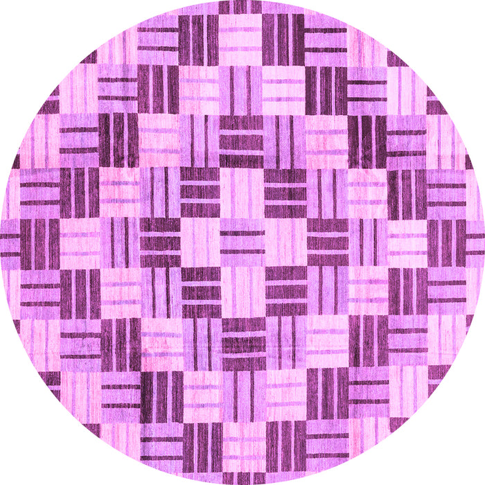 Round Machine Washable Checkered Purple Modern Area Rugs, wshabs3301pur