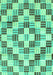 Machine Washable Checkered Turquoise Modern Area Rugs, wshabs3301turq