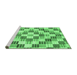 Sideview of Machine Washable Checkered Emerald Green Modern Area Rugs, wshabs3301emgrn