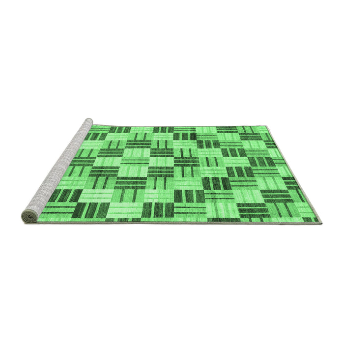 Sideview of Machine Washable Checkered Emerald Green Modern Area Rugs, wshabs3301emgrn