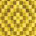 Square Machine Washable Checkered Yellow Modern Rug, wshabs3301yw