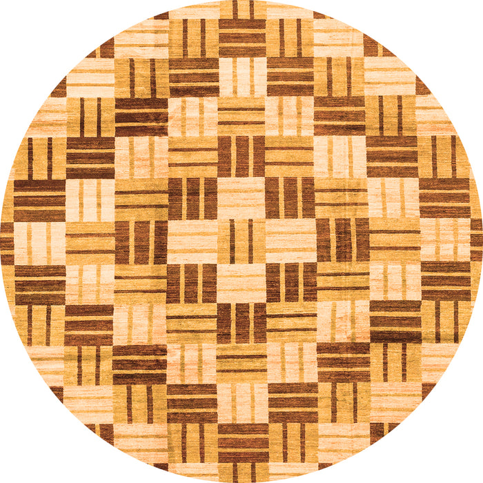 Round Machine Washable Checkered Orange Modern Area Rugs, wshabs3301org