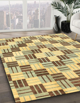 Machine Washable Abstract Chrome Gold Yellow Rug in a Family Room, wshabs3301
