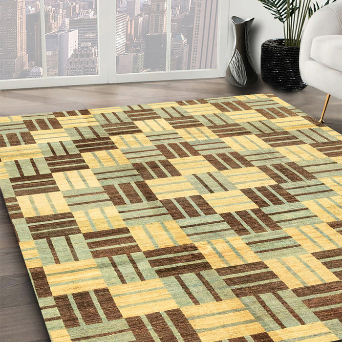 Machine Washable Abstract Chrome Gold Yellow Rug in a Family Room, wshabs3301