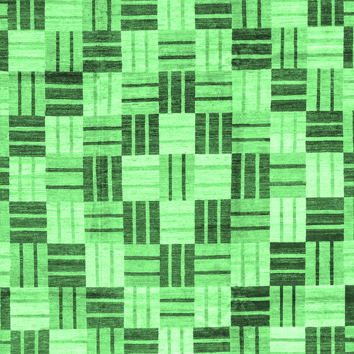 Machine Washable Checkered Emerald Green Modern Area Rugs, wshabs3301emgrn