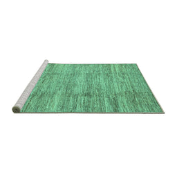 Sideview of Machine Washable Abstract Turquoise Modern Area Rugs, wshabs3302turq
