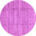 Round Machine Washable Abstract Purple Modern Area Rugs, wshabs3302pur