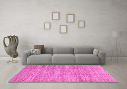 Machine Washable Abstract Pink Modern Rug in a Living Room, wshabs3302pnk