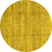 Round Abstract Yellow Modern Rug, abs3302yw