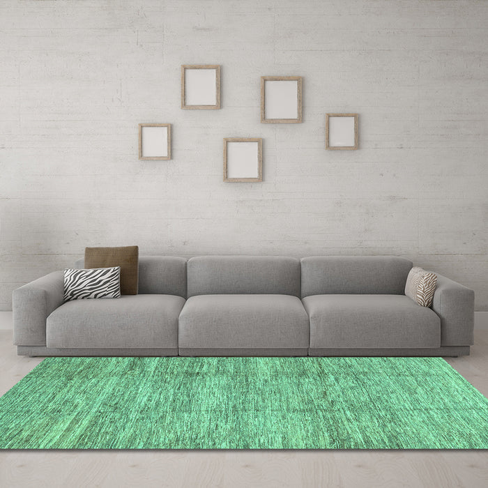 Machine Washable Abstract Turquoise Modern Area Rugs in a Living Room,, wshabs3302turq