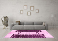 Machine Washable Abstract Pink Modern Rug, wshabs3303pnk