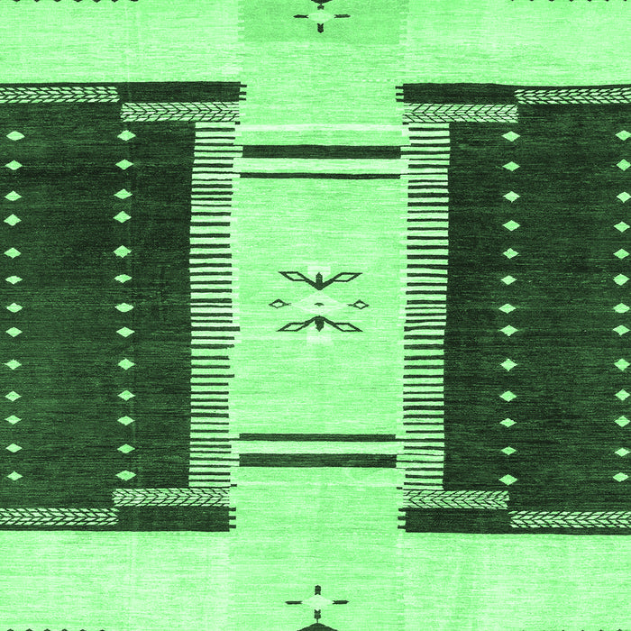 Square Machine Washable Abstract Emerald Green Modern Area Rugs, wshabs3303emgrn