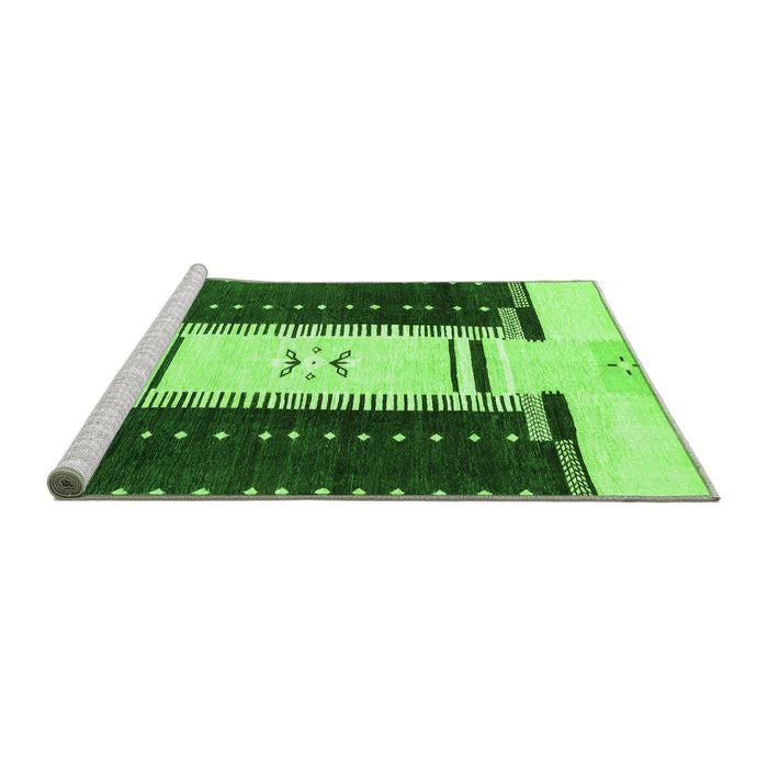 Sideview of Machine Washable Abstract Green Modern Area Rugs, wshabs3303grn