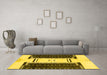 Machine Washable Abstract Yellow Modern Rug in a Living Room, wshabs3303yw