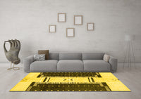 Machine Washable Abstract Yellow Modern Rug, wshabs3303yw