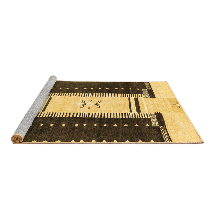 Sideview of Machine Washable Abstract Brown Modern Rug, wshabs3303brn