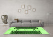 Machine Washable Abstract Green Modern Area Rugs in a Living Room,, wshabs3303grn