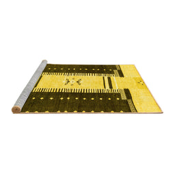 Sideview of Machine Washable Abstract Yellow Modern Rug, wshabs3303yw