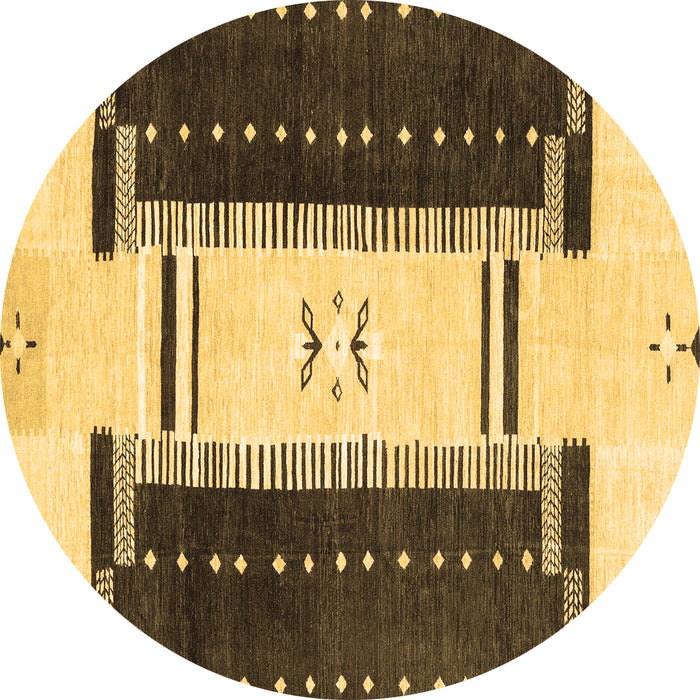 Round Machine Washable Abstract Brown Modern Rug, wshabs3303brn