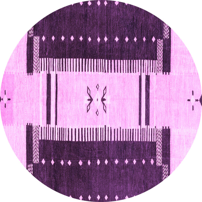 Round Machine Washable Abstract Purple Modern Area Rugs, wshabs3303pur