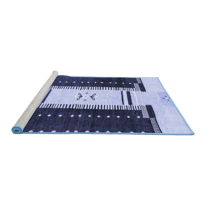 Sideview of Machine Washable Abstract Blue Modern Rug, wshabs3303blu