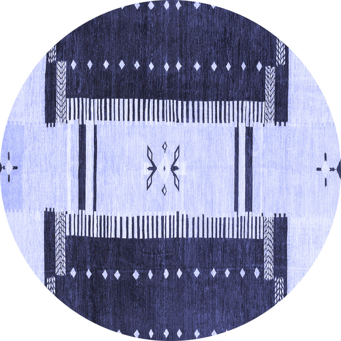 Round Machine Washable Abstract Blue Modern Rug, wshabs3303blu