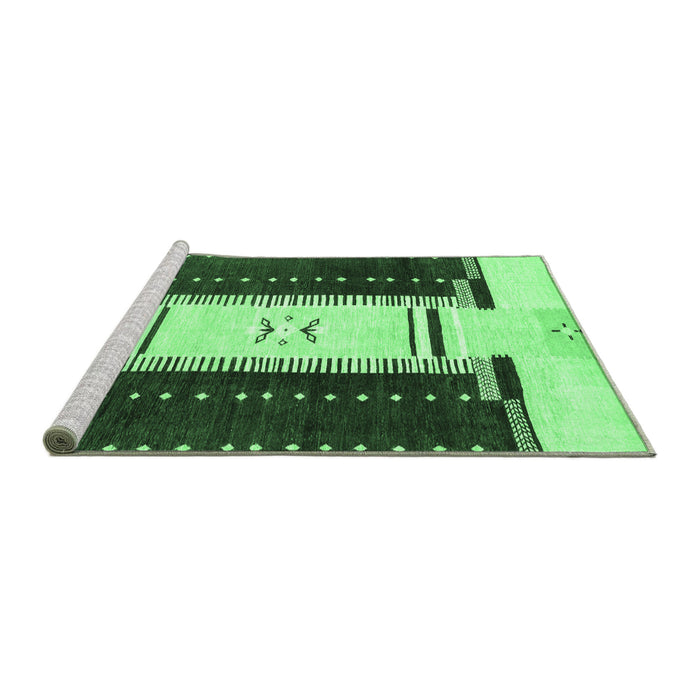 Sideview of Machine Washable Abstract Emerald Green Modern Area Rugs, wshabs3303emgrn