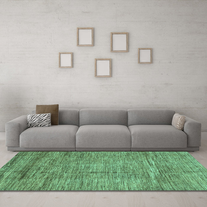 Machine Washable Abstract Turquoise Modern Area Rugs in a Living Room,, wshabs3304turq