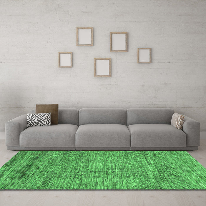 Machine Washable Abstract Emerald Green Modern Area Rugs in a Living Room,, wshabs3304emgrn