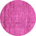 Round Machine Washable Abstract Pink Modern Rug, wshabs3304pnk