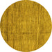 Round Abstract Yellow Modern Rug, abs3304yw