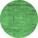 Round Abstract Emerald Green Modern Rug, abs3304emgrn