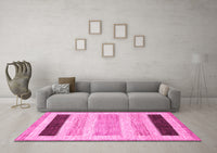 Machine Washable Abstract Pink Modern Rug, wshabs3305pnk