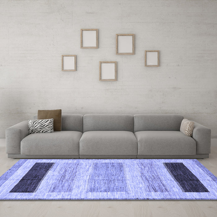 Machine Washable Abstract Blue Modern Rug in a Living Room, wshabs3305blu