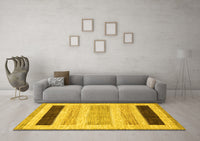 Machine Washable Abstract Yellow Modern Rug, wshabs3305yw