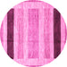 Round Machine Washable Abstract Pink Modern Rug, wshabs3305pnk