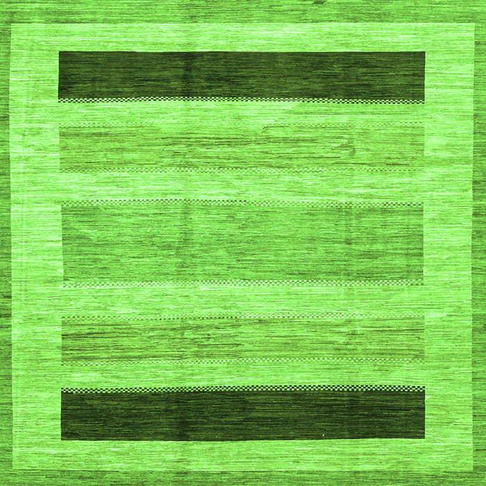 Square Machine Washable Abstract Green Modern Area Rugs, wshabs3305grn
