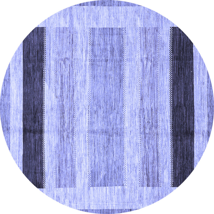 Round Abstract Blue Modern Rug, abs3305blu
