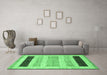 Machine Washable Abstract Emerald Green Modern Area Rugs in a Living Room,, wshabs3305emgrn