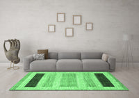 Machine Washable Abstract Emerald Green Modern Rug, wshabs3305emgrn