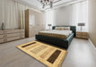 Abstract Chrome Gold Yellow Modern Rug in a Bedroom, abs3305