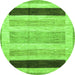 Round Machine Washable Abstract Green Modern Area Rugs, wshabs3305grn